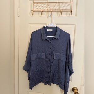 Elvi Blue-Gray Silk Top